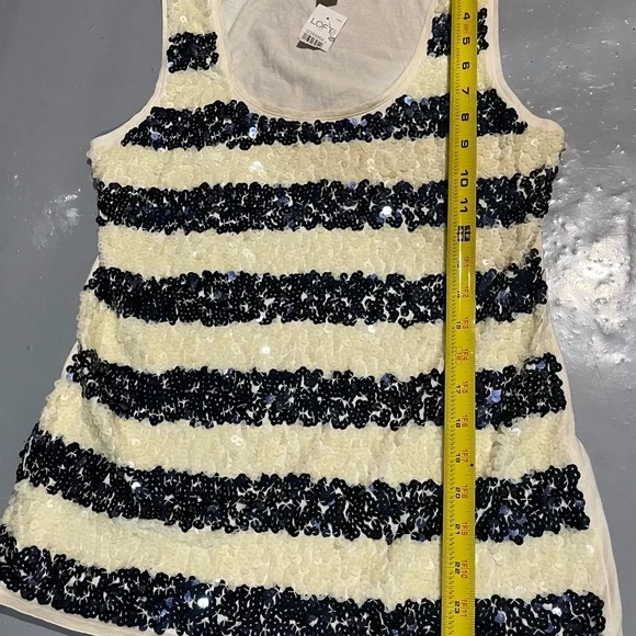 LOFT Navy and White Sequin Tank Top - Picture 4 of 6